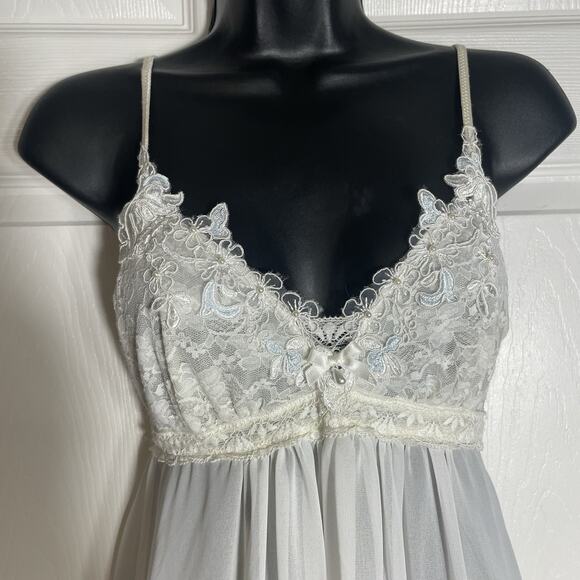 Vintage Y2K In Bloom Nightgown Women Small Beige Lace Bust Slip Dress Balletcore - Picture 2 of 9